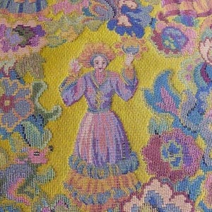 Scalamandre Biliken Yellow Mediaval Lady Heavy! Wool Tapestry Music Dance Harvest USD 288/y