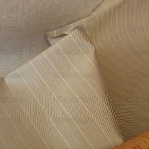 By yard Bergamo Rubelli Silver Charcoal Pale Gold Silver Pinstripe Silk Faille Jacquard with Backing MSRP USD278/Y