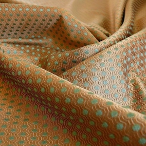 By Yd Brunschwig & Fils Calisson Aqua Green Copper Mini Dot Silk Jacquard