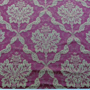 By Yard Claudina Cherry Deep Red Gold Scalamandre Renaissance Silk Damask Reversible Italy MSRP USD 320/Y