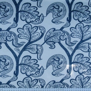 Scalamandre Russell Linen Petrol Blue Albert Hadley Linen Print Jacobean Tan Blue White MSRP USD 188
