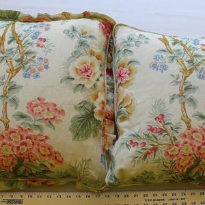 Scalamandre Designer Pillows Pair Buckingham GARDEN LINEN MSRP1200+