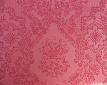 Papel pintado de alta gama, rollo único de 5,5 años, papel pintado de damasco con encaje Scalamandre, flores renacentistas rojas, precio de venta sugerido por el fabricante: 104/rollo único