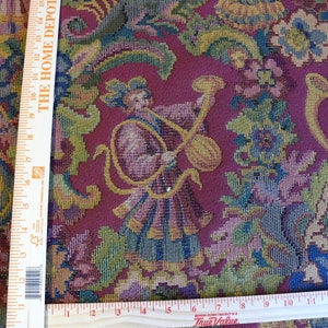 Scalamandre Biliken Red Mediaval Lady Heavy! Wool Tapestry Music Dance Harvest USD 288/y