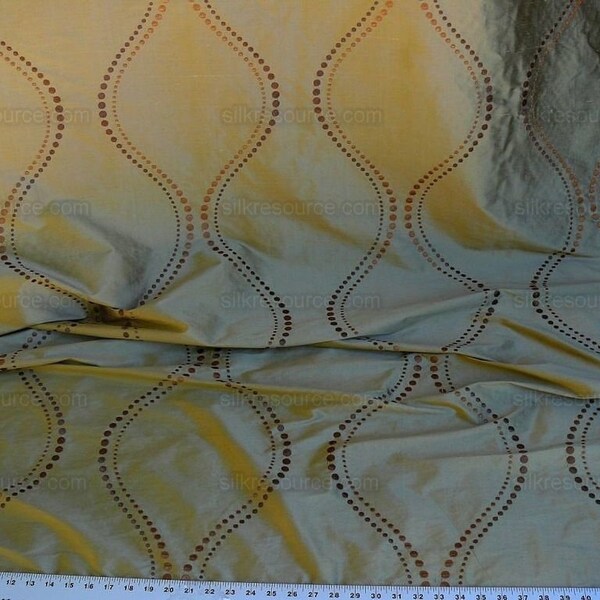 By Yard Silk Trading Co. Silk Embroidery Curvy Dots Bronze #1292