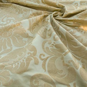 Scalamandre Bellona Midas Yellow Renaissance Silk Cotton Damask Floral Classic Beige MSRP USD 650/y