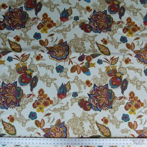 cortado a medida Lee Jofa Arcadia Multi de Oscar De La Renta Azul Rojo Naranja Moca Mostaza Satén de algodón Precio de venta sugerido USD 284/año
