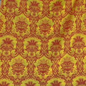 Scalamandre Brockenbrough Red & Gold Damask Silk Wool Documentary Color