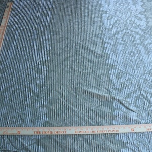 By yard Lee Jofa Mulberry Home Pleated Damask Pewter Silver Blue Floral Wide Stripe Silk MSRP USD 298/Y