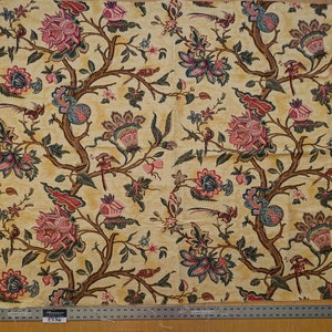 14 EV36 Scalamandre 1.3y x 59&quot; wide Granatapfel Baum des Lebens Laub jakobinischer Garten Print Stoff Gold