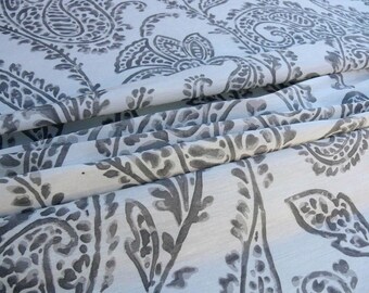 Scalamandre Lillian Seta Lino Paisley "grigi" Stampa Bianca Prezzo consigliato USD 178/anno