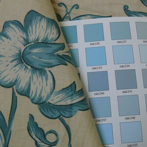 May include: A color chart with 15 blue and gray paint swatches. The swatches are labeled with the color codes oac225, oac226, oac227, oac228, oac233, oac234, oac235, oac240, oac241, oac242, oac247, oac248, oac249, oac255, and oac256.