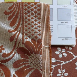 cortado a medida Scalamandre "chippendale" Seda Lampas Jacquard Alcachofa Granada Teca Óxido Naranja Crema Plata Blanco Precio de venta sugerido USD 500+/A imagen 7