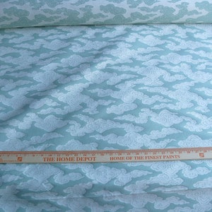 Lee Jofa G P&J Baker Clouds Aqua Blue White Chinoiserie Reversible Damask Cotton MSRP USD 148/y