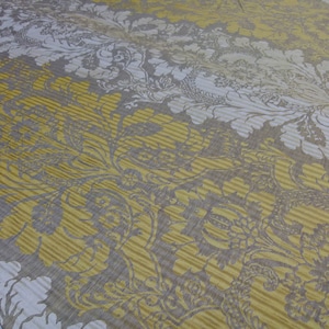By yard Lee Jofa Mulberry Home Pleated Damask Truffle Gold Yellow Brown Floral Wide Stripe Silk MSRP USD 298/Y