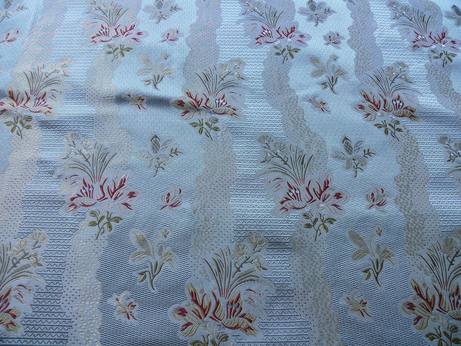 NEW! Custom-Order King Louis XIV Novelty 100% Silk Jacquard Embroidered  Floral Upholstery Fabric- Duck Egg Blue