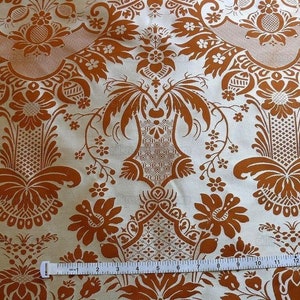 cortado a medida Scalamandre "chippendale" Seda Lampas Jacquard Alcachofa Granada Teca Óxido Naranja Crema Plata Blanco Precio de venta sugerido USD 500+/A imagen 3