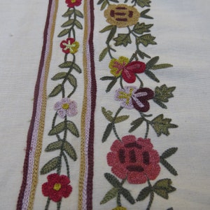 By Yard Lee Jofa Embroidery Stripe Crewel Flower Currant Red MSRP 236/Y