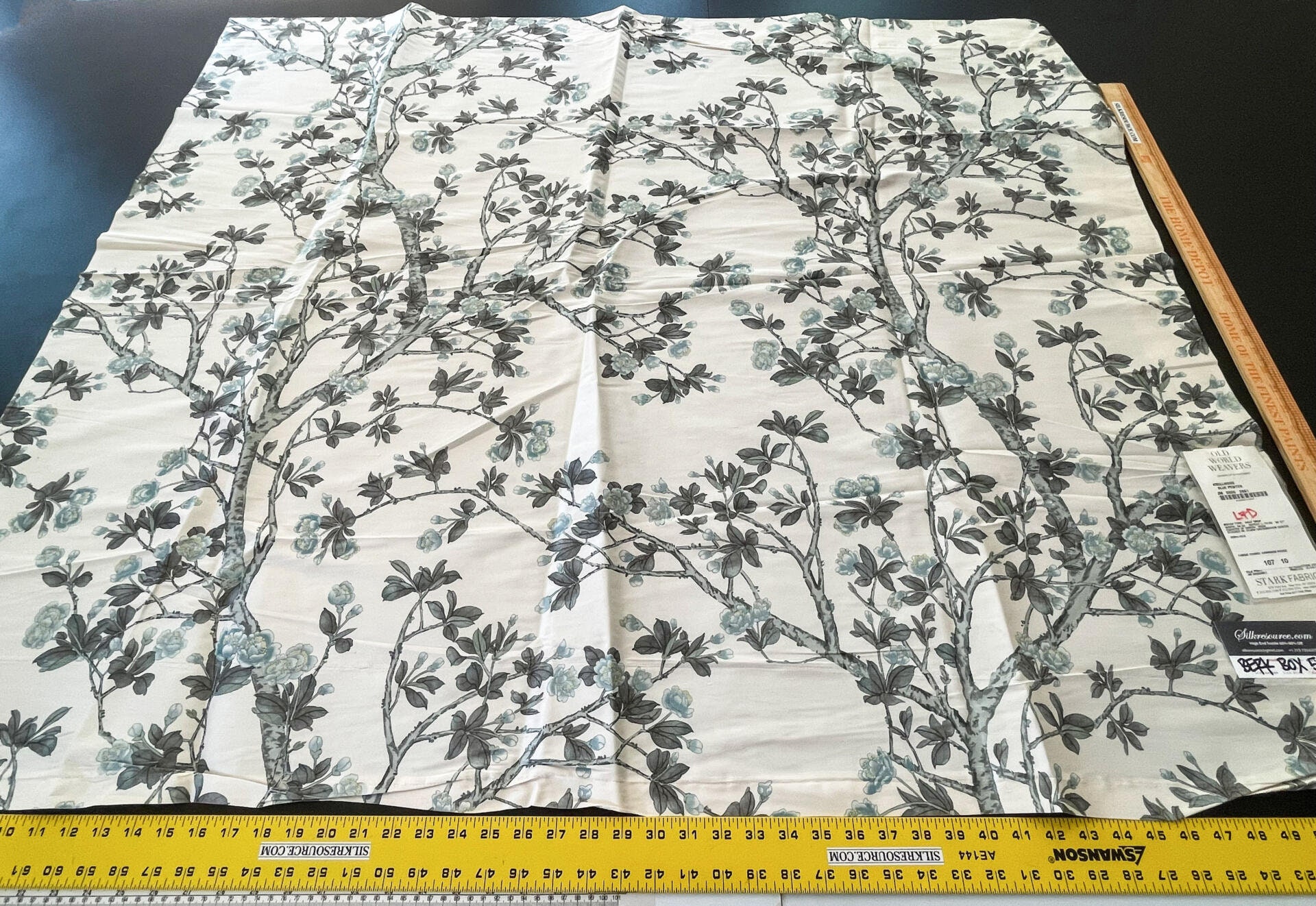 3 Berkbox52 1.2 Yard Scalamandre Knollwood Blue Pewter Silk