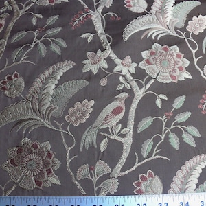 SOLD!  6.88Y Lee Jofa Buttermere Silk Chinoiserie Bird Floral Coffee Brown MSRP 298/Y