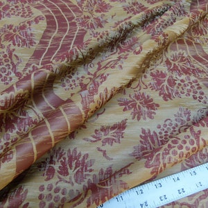 Lee Jofa Arden Silk Color 3 Clay Red Gold Grape Vine Damask Strie Silk Art Nouveau MSRP USD190/Y