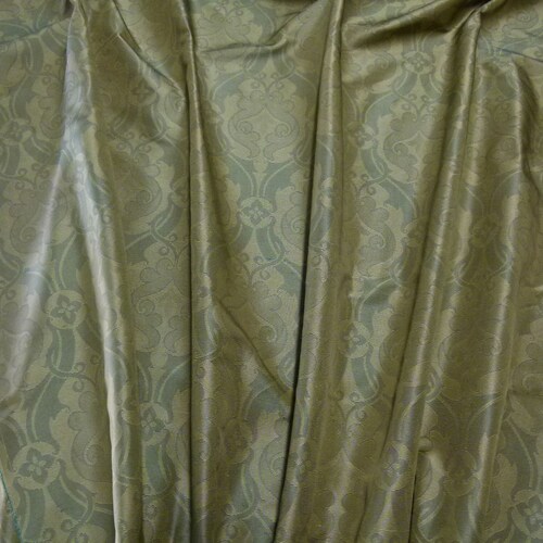 By Yard Scalamandre NAMTU Silk Damask French shops Blue and Tan MSRP300/Y