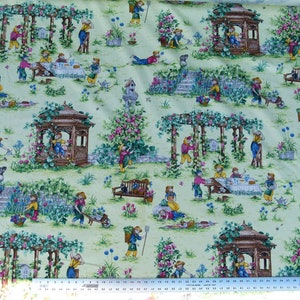 By Yd Scalamandre GIARDINIERI Monkey Gardening Multi on Grass Green MSRP USD320/Y!