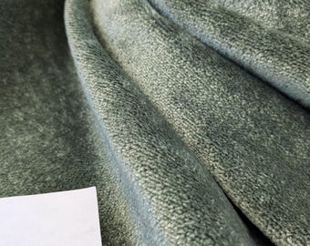 by yard Mohair & Silk Velvet Seaweed Texture In Forest Green Heavy Duty