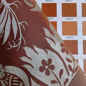 cortado a medida Scalamandre "chippendale" Seda Lampas Jacquard Alcachofa Granada Teca Óxido Naranja Crema Plata Blanco Precio de venta sugerido USD 500+/A imagen 6
