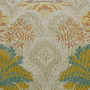 By Yard Lee Jofa Hermitage Damask Rust Emerald Green Gold Lampas Cotton  MSRP 228/Y