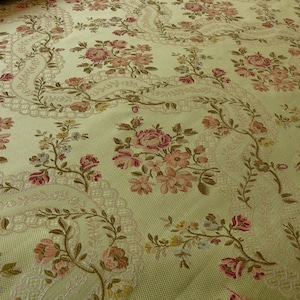 SOLD! By Yard Stunning Lee Jofa Angelina Lampas Sage w/ Pink Red Floral MSRP 390/Y