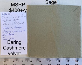 Designer Bering Sage Cashmere Wool Velvet Green