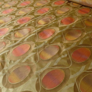100% Silk Lampas Egg Mirror &quot;curry&quot; Khaki