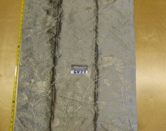 Scalamandre Old World Weavers Villa Taranto Silver Silk Embroidery Floral - Square 43" x 24"