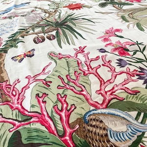 Scalamandre Cinque Terra Botanical Floral Parrot Print Cotton - 1.2 Yards