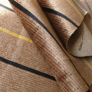 By yard Lee Jofa Figaro Velvet Gold & Dark Brown Stripe On “truffle” Brown Silky Heavy