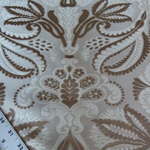 By Yd 100% Silk Lampas Edina Gold Bronze Beige Classic Artichoke Rose MSRP USD 300/Y