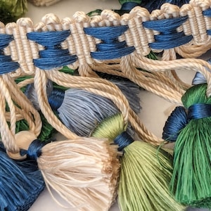 By yard Scalamandre Silk Trim Follies Blue Green Beige Tassel Trim MSRP USD 260/Y