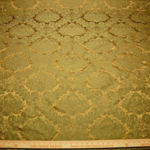High Quality 100% Silk Damask Renaissance Classic Golden Olive Green Bronze #1656