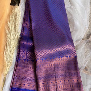 Sapphire Twilight Blue & Bronze Semi-Kanchipuram Seide Saree
