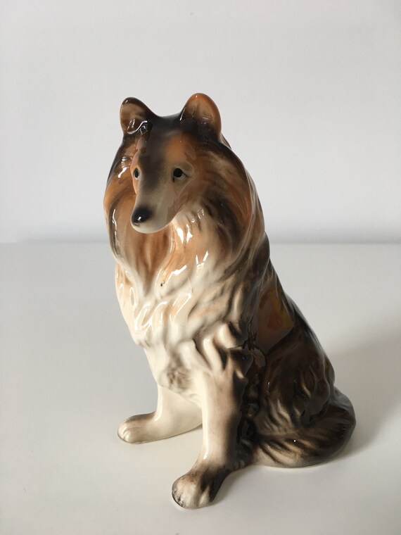 Porcelain Dog Breed Colley Long Haired Statuette Figure Etsy