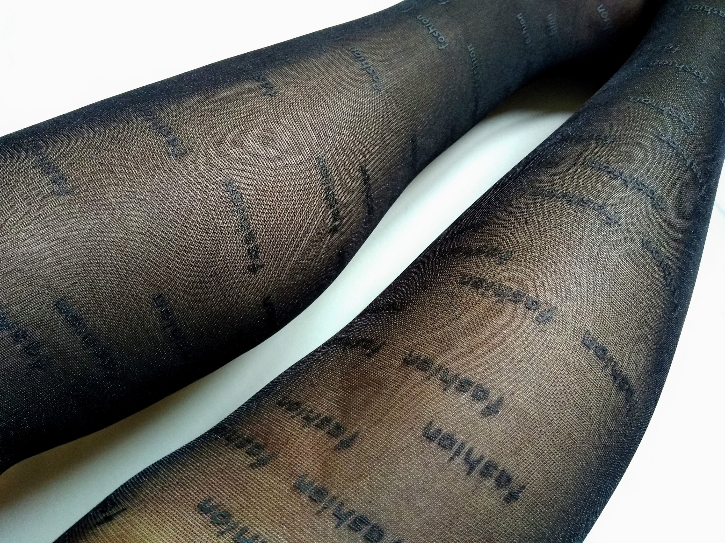 Tights for Women. Black Letter Fashion Print Lycra Sexy Quality