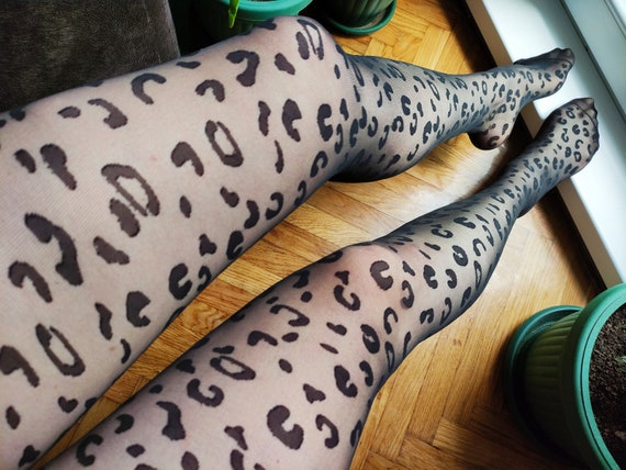 Leopard Printed Tights for Women. Black Sexy Sheer Lolita Pantyhose Hosiery  Tights. Transparent Lingerie. -  Canada