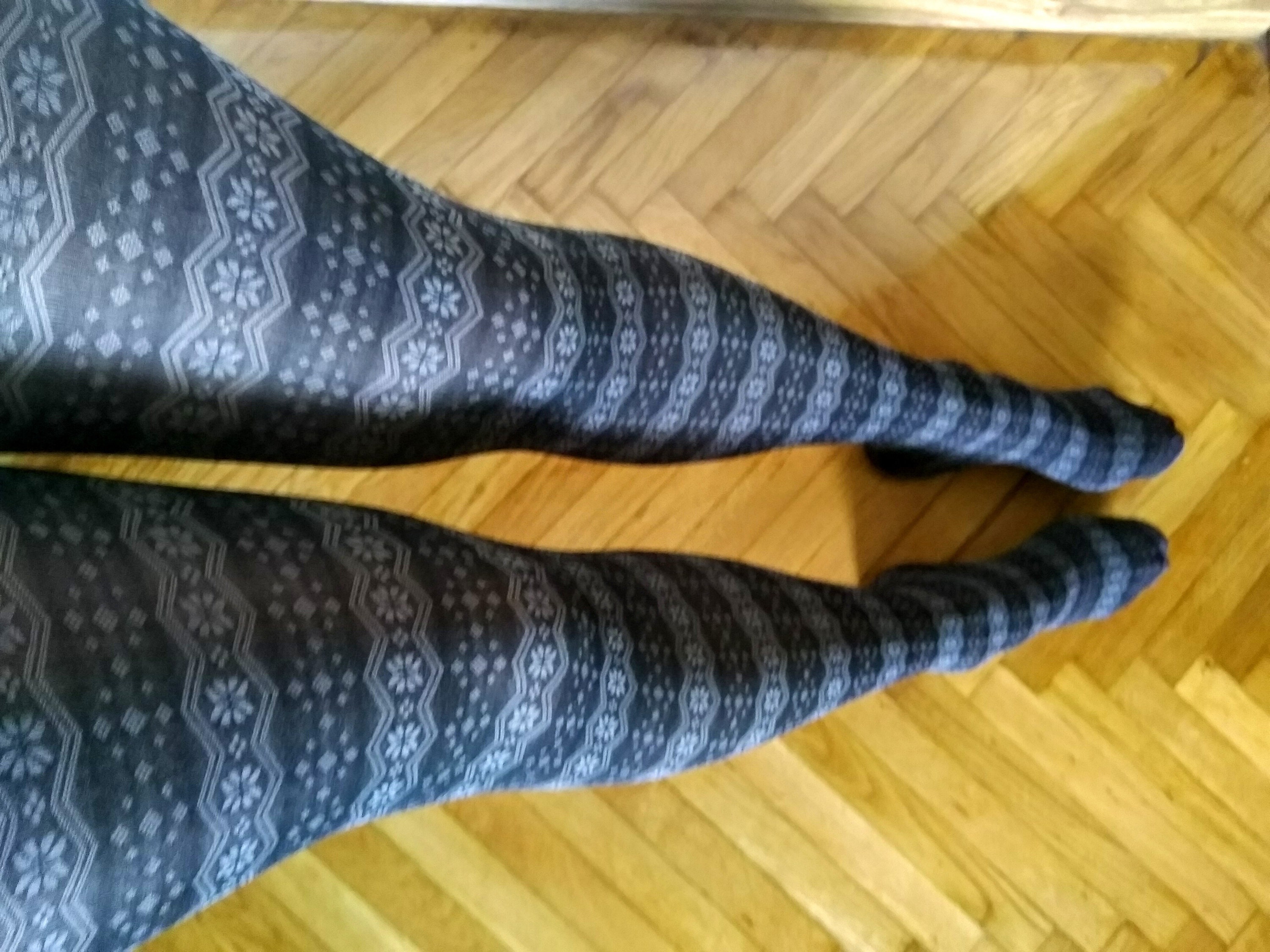 Womens Tights. Fair Isle Printed Gray Opaque Lolita Spandex Tights. Gift  for Her. 