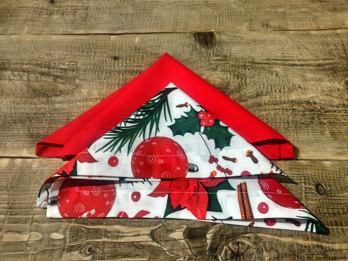 Red Christmas Placemats set of 6/12/24 Cotton Fabric Placemats Etsy