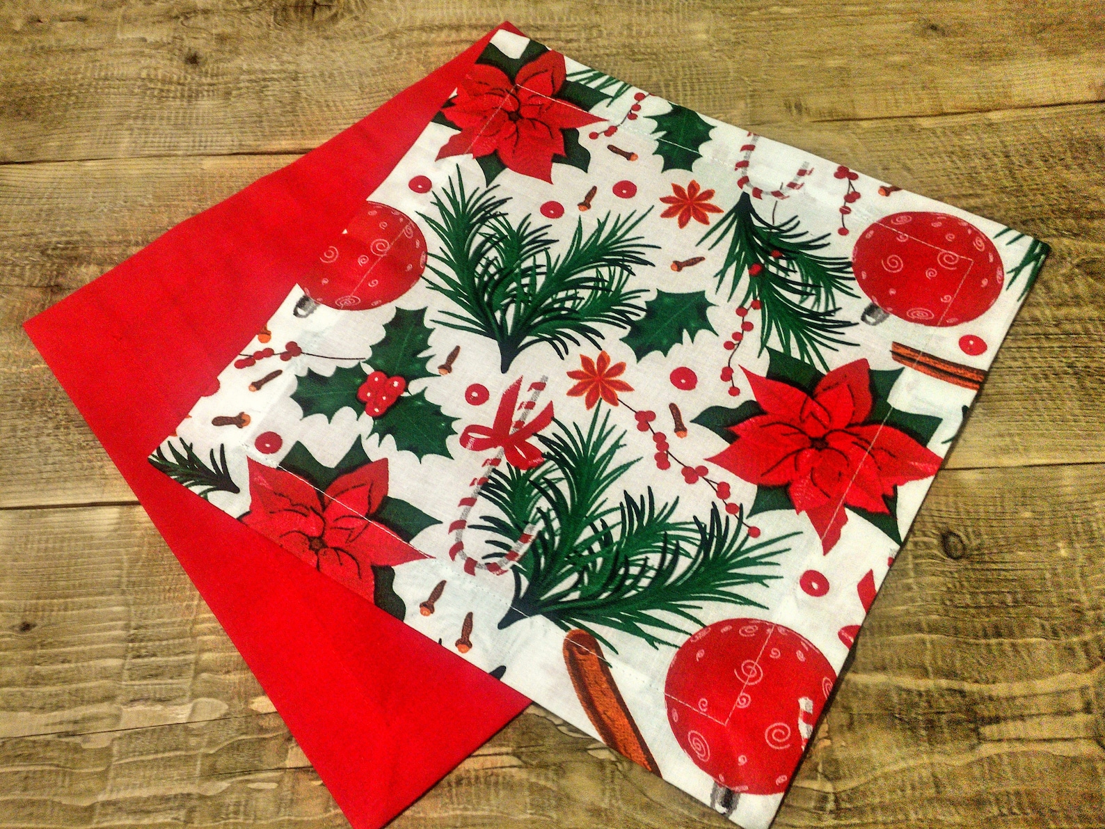 Red Christmas Placemats set of 6/12/24 Cotton Fabric Placemats Etsy