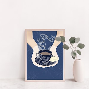 English tea time giclee art print ~ tea time art, tea cup illustration, English tea, tea lover, high tea, wall art, kitchen art,