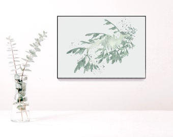 Grüne Seedrache Seepferdchen Aquarell Wand Kunst Kunstdruck
