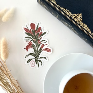 Indiase penseelbloem illustratie 3" vinylsticker, sticker met wilde bloemen, bloemensticker, bloemensticker staat Wyoming,