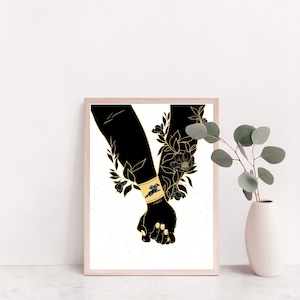 Hades and Persephone rulers of the underworld giclee art print ~ mythology art, wall art, home decor, greek goddess art, silhouette art,
